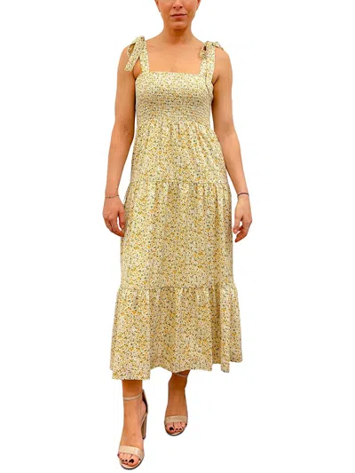 Sam Edelman Womens Tea Length Smocked Sundress In Yellow