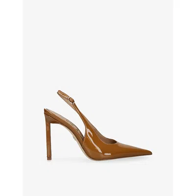 Sam Edelman Womens Tegan Patent Heeled Slingback Tan Eur 37.5 / 4.5 Uk In Brown