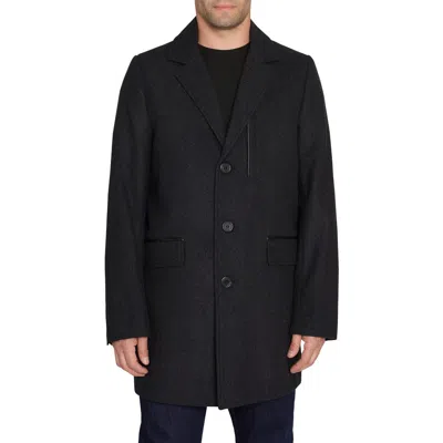 Sam Edelman Men's Single Breasted Wool Blend Top Coat In Charcoal