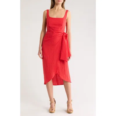 Sam Edelman Wrap Skirt Sleeveless Midi Dress In Coral
