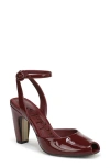 Sam Edelman Wrenna Ankle Strap Peep Toe Pump In Burgundy