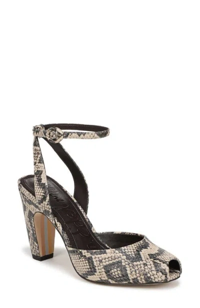 Sam Edelman Wrenna Ankle Strap Peep Toe Pump In Gray