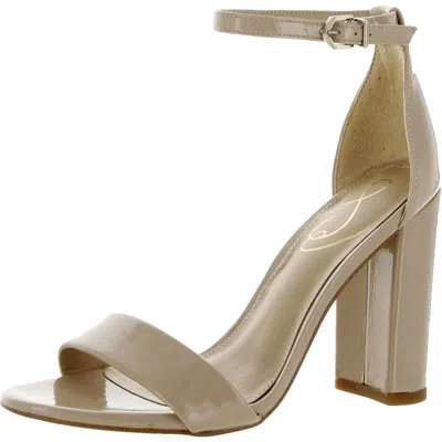 Sam Edelman Yaro Ankle Strap Sandal Heel Chai Latte Patent E851161271 Women's In Neutral