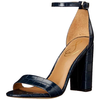 Sam Edelman Yaro Ankle Strap Sandal Heel Navy E851159426 Women's In Blue