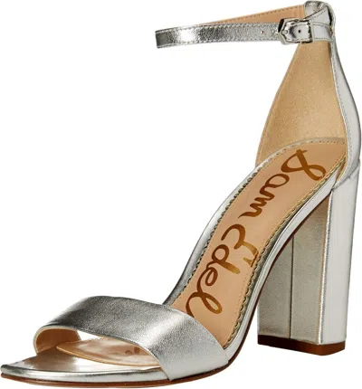 Sam Edelman Yaro E8511l6901 Sandal Womens 10.5 Silver Leather Block Heel Zpo1933