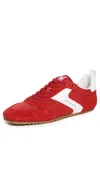 Sam Edelman Zaria Lace Up Sneaker Red Suede In Red/white