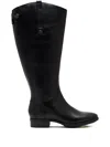 Sam Edelman Zip Leather Boots In Black
