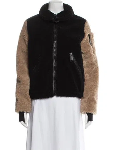 Pre-owned Sam Faux Fur Coat In Black