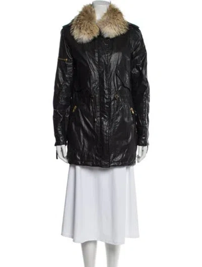 Pre-owned Sam Faux Fur Coat In Black