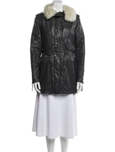 Pre-owned Sam Faux Fur Coat In Black