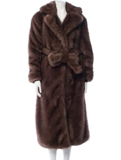 Pre-owned Sam Faux Fur Coat In Brown