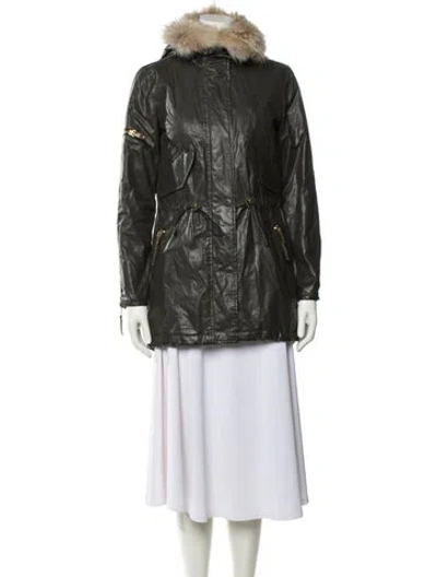 Pre-owned Sam Faux Fur Coat In Green