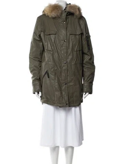 Pre-owned Sam Faux Fur Coat In Green