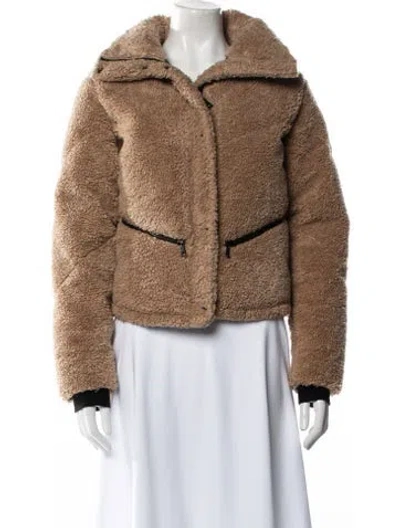 Pre-owned Sam Faux Fur Down Coat In Brown