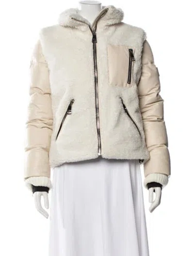 Pre-owned Sam Faux Fur Down Jacket In Neutral