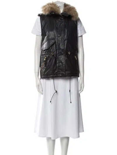 Pre-owned Sam Faux Fur Jacket In Black