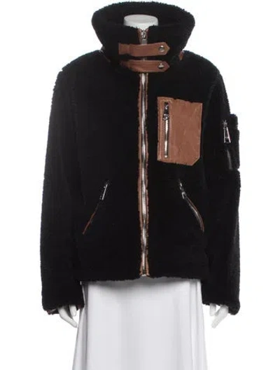 Pre-owned Sam Faux Fur Jacket In Black