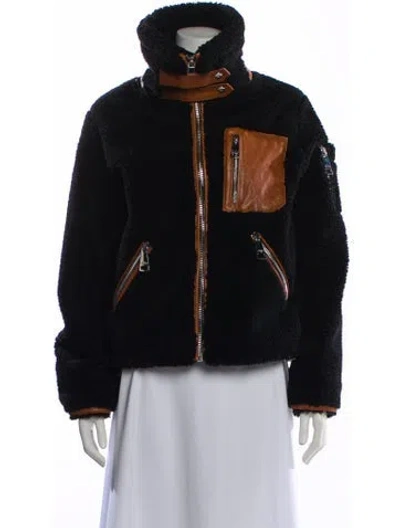 Pre-owned Sam Faux Fur Jacket In Black