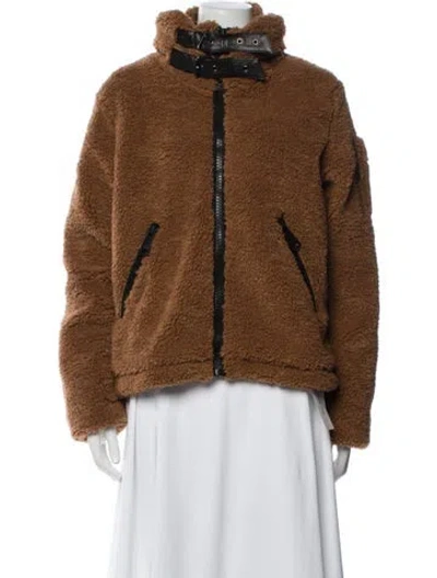 Pre-owned Sam Faux Fur Jacket In Brown