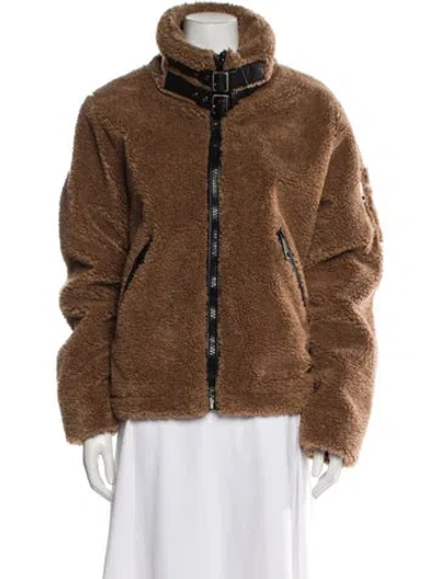 Pre-owned Sam Faux Fur Jacket In Brown