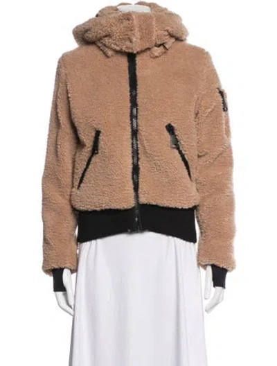 Pre-owned Sam Faux Fur Jacket In Brown