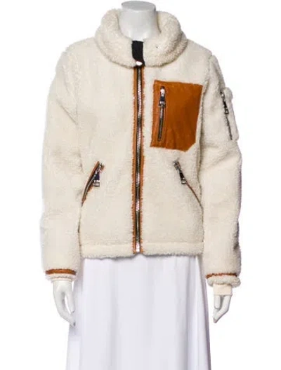 Pre-owned Sam Faux Fur Jacket In Neutral