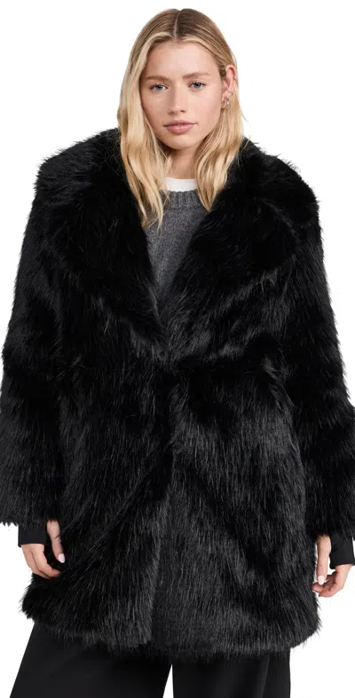 Sam Faux Fur Mid Coat Black