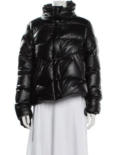 Pre-owned Sam Faux Leather Down Jacket In Blue