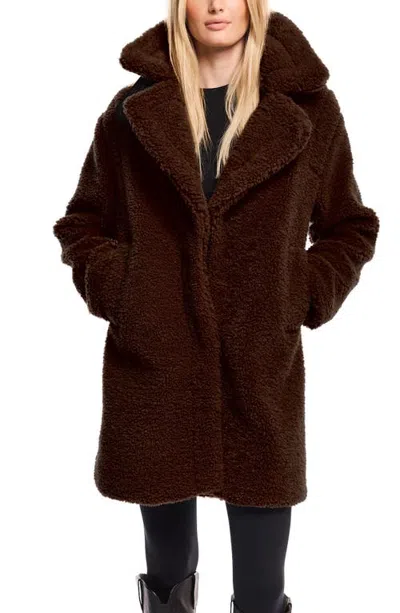 Sam . Faux Shearling Coat In Brown