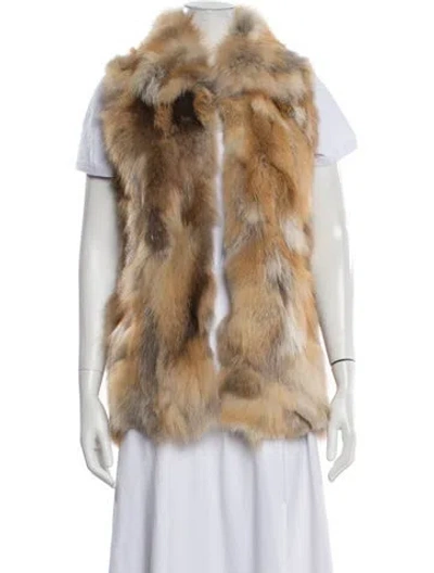 Pre-owned Sam Fur Animal Print Fur Jacket In Brown