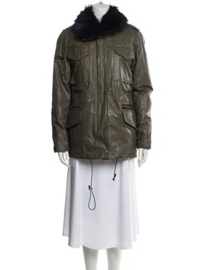 Pre-owned Sam Fur Jacket In Green