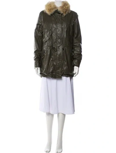 Pre-owned Sam Fur Jacket In Green