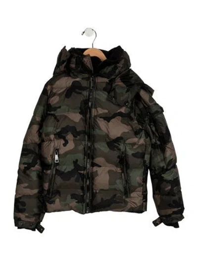 Pre-owned Sam Kids' Girls' Camouflage Puffer Coat In Green