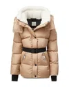 Sam Girls' Romy Faux Sherpa Trim Hooded Down Jacket - Big Kid In Honey/white
