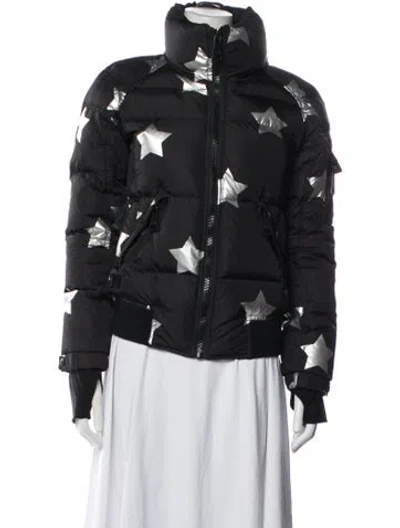 Pre-owned Sam Graphic Print Down Jacket In Black
