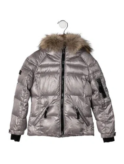 Pre-owned Sam Babies' Hooded Down Coat In Grey