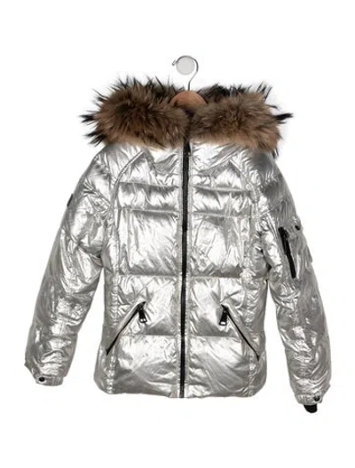 Pre-owned Sam Kids' Hooded Puffer Coat In Silver
