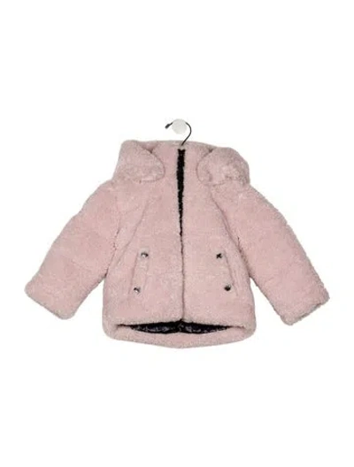 Pre-owned Sam Babies' Infant Girls Faux Fur Zip Closure Jacket In Pink