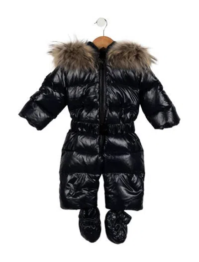 Pre-owned Sam Babies' Infants Boys' Fur Trim Down Jacket In Blue