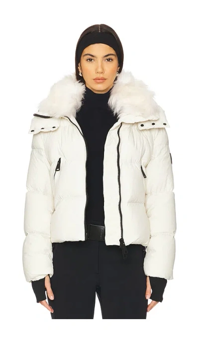 Sam Kaia Down & Shearling Trim Jacket In Off White