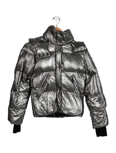 Pre-owned Sam Kids Girls' Metallic Down Jacket In Metallic/silver