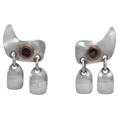 Pre-owned Sam Kramer Copper & Sterling Silver Ear Clips, 1940s, Usa, Unisex In Multi