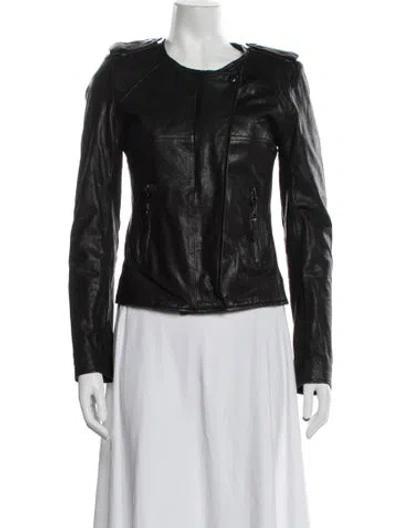 Pre-owned Sam Leather Biker Jacket In Black