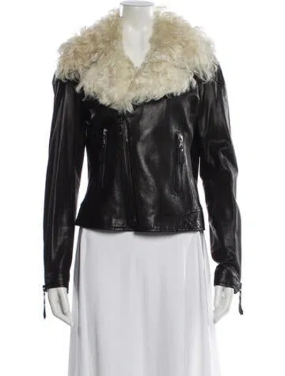 Pre-owned Sam Leather Faux Fur Jacket In Black