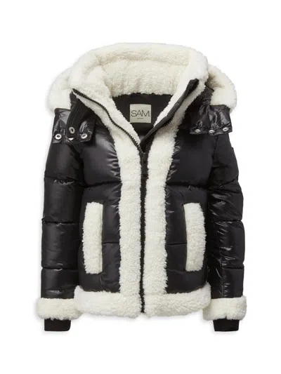 Sam Little Girl's & Girl's Carmen Faux Fur-trimmed Jacket In Black