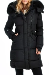 Sam . Luxe Highway Down Puffer Jacket With Genuine Shearling Trim In Black