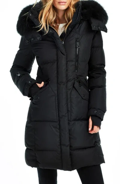 SAM SAM. LUXE HIGHWAY DOWN PUFFER JACKET WITH GENUINE SHEARLING TRIM