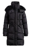 Sam . Luxe Highway Down Puffer Jacket With Genuine Shearling Trim In Black