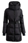 Sam . Noho Glossy Belted Down Puffer Coat With Removable Hood In Black