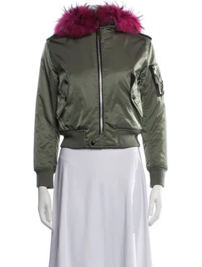 Pre-owned Sam Nylon Bomber Jacket In Green